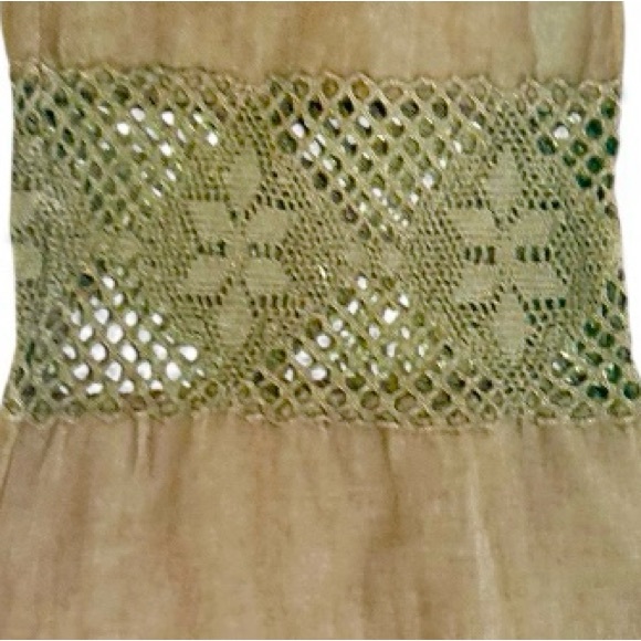 Yogi Brown high waisted Wide Leg crochet inlay 100% linen Pants size medium - Picture 6 of 7